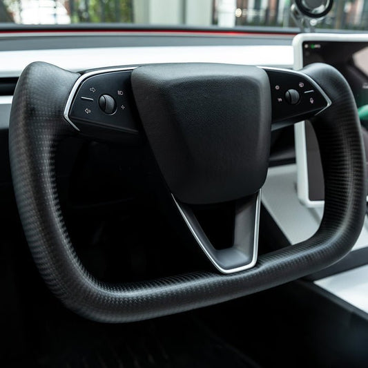 TESERY Full Carbon Fiber Yoke Steering Wheel for Model 3 Highland & Model Y Juniper