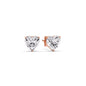 3 Prong Heart Shaped Diamond Solitaire Stud Earring in Basket Setting