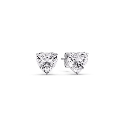 3 Prong Heart Shaped Diamond Solitaire Stud Earring in Basket Setting
