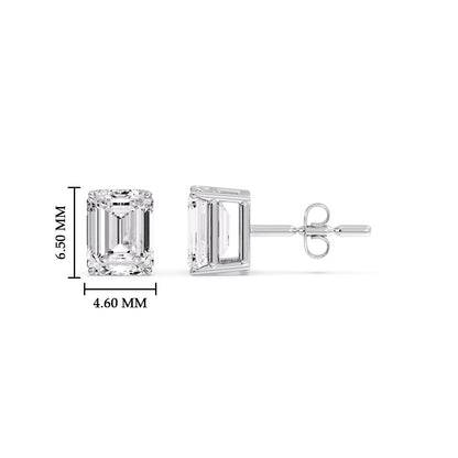 IGI Certified Emerald Cut Diamond Solitaire Stud Earrings