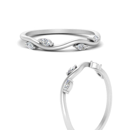 Vine Marquise Simple Wedding Band
