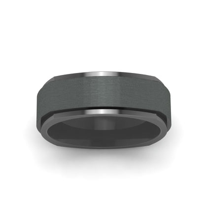Two Tone Brushed Mens Wedding Ring