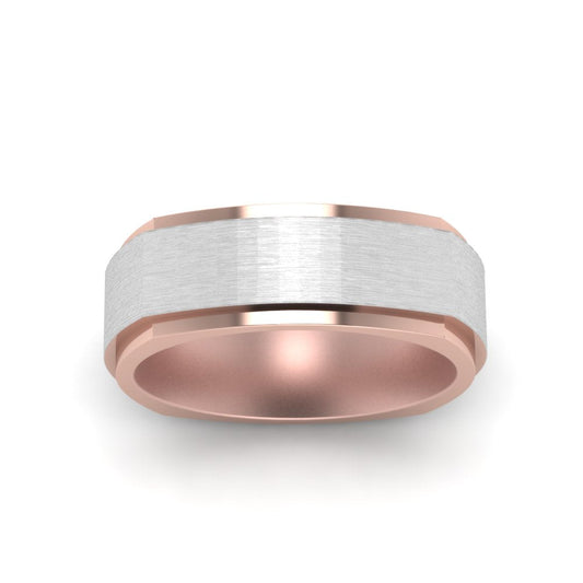 Two Tone Brushed Mens Wedding Ring