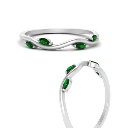 Vine Marquise Simple Wedding Band