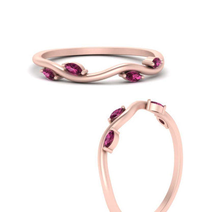 Vine Marquise Simple Wedding Band