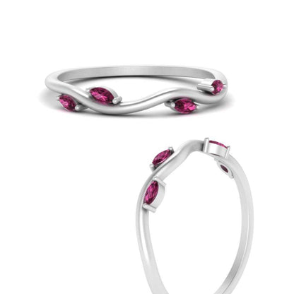 Vine Marquise Simple Wedding Band