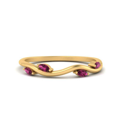 Vine Marquise Simple Wedding Band