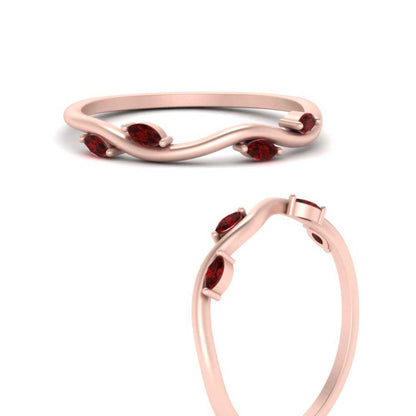 Vine Marquise Simple Wedding Band