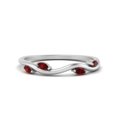 Vine Marquise Simple Wedding Band
